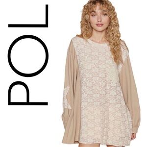 POL Beige and Cream Lace Tunic